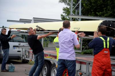Ein Achterruderboot kollidierte mit einem Guetermotorschiff bei Gemmrigheim